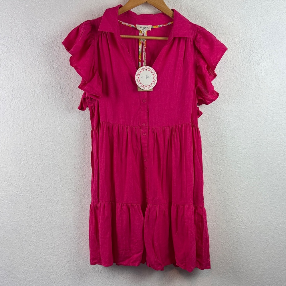 NWT Umgee linen blend tiered mini dress medium - Picture 1 of 9